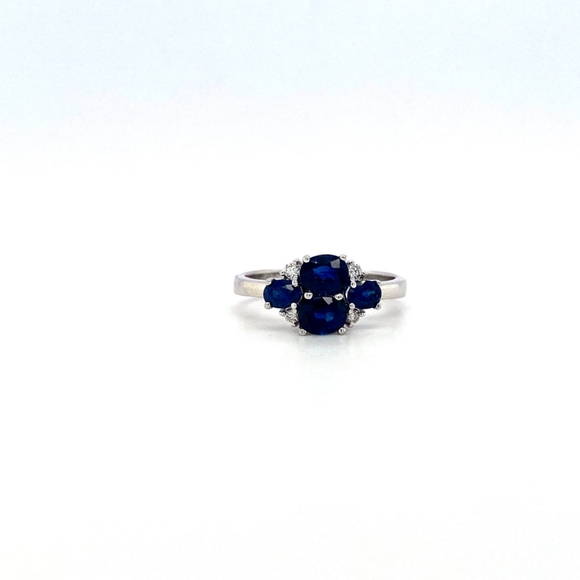 Sapphire and Diamond Ring in 14 K White Gold - Picture 2 of 2